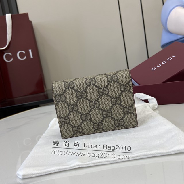 Gucci專櫃古馳最新款飾貓頭鷹細節GG迷你錢包 jh2027型號：818767